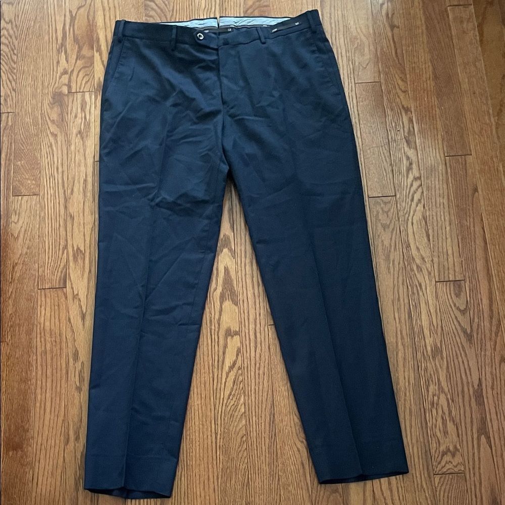 PT Torino Easy Fit Wool Navy Blue Houndstooth Pants Men’s Sz 52 Italy